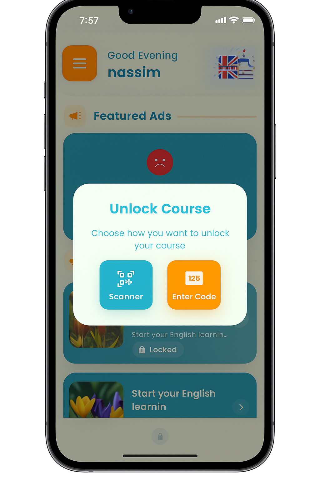 Unlock course screen